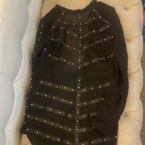 Large Privy black mesh gold detail dress